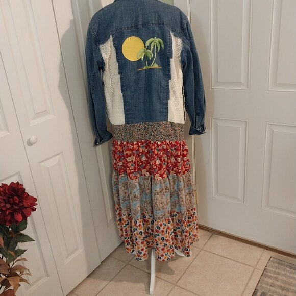 2406 Jeaniemade Size 14 Alfred Dunner Upcycled Stretch Jean Jacket - Picture 9 of 10